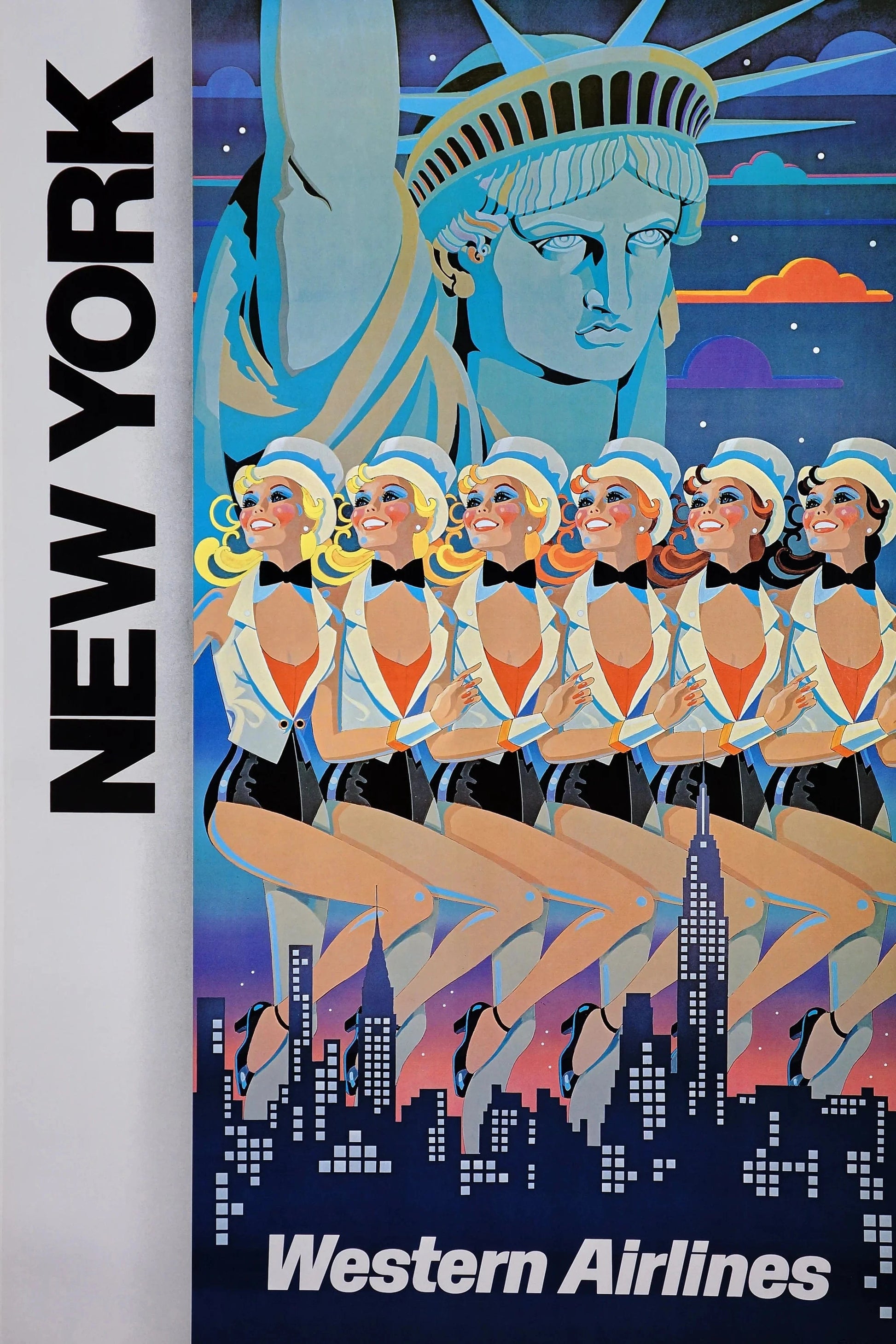 18" x 24" / Canvas Wrap Western Airlines - New York Vintage Poster