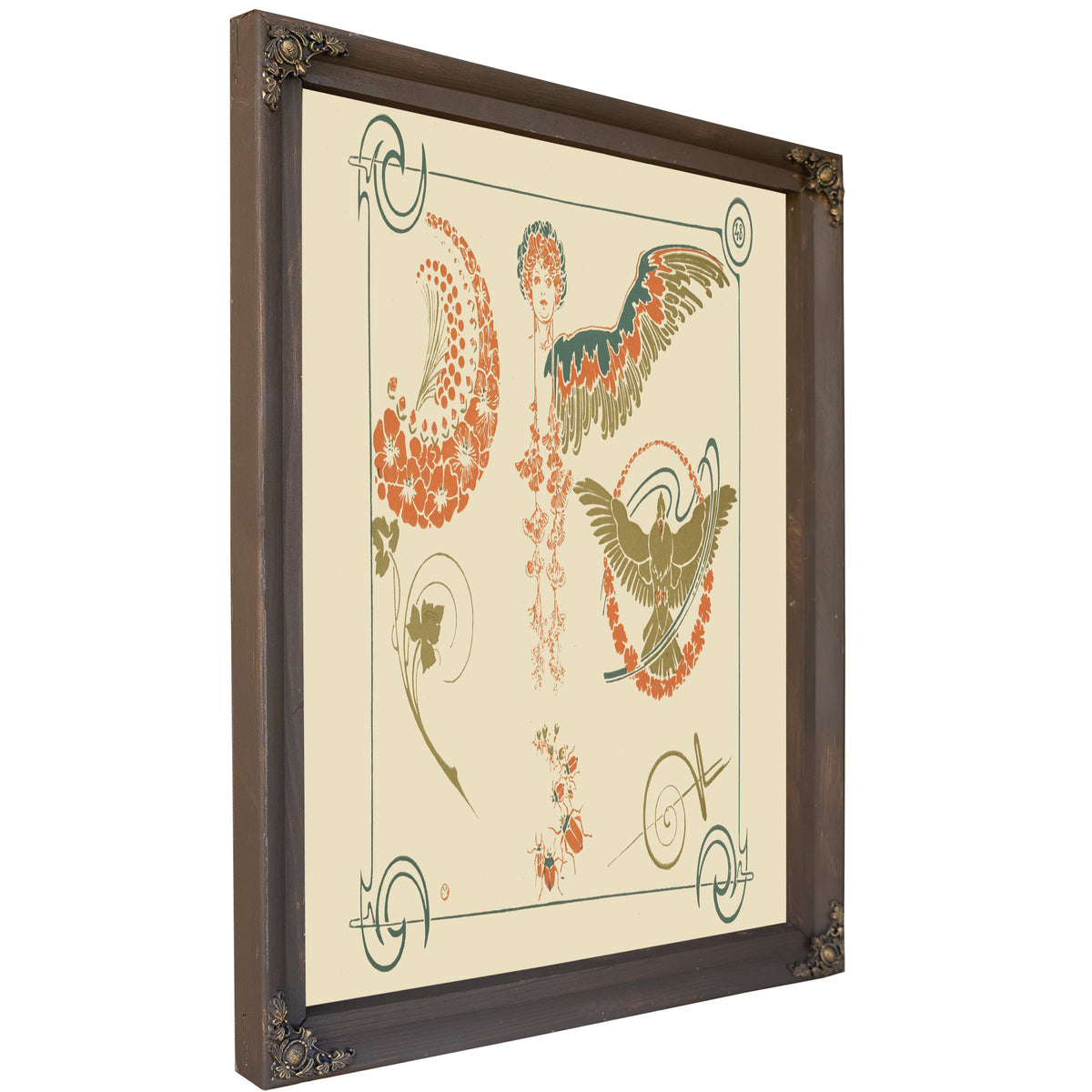 Abstract Design Based On Flowers Angels Birds Beetles By Alphonse Mucha
