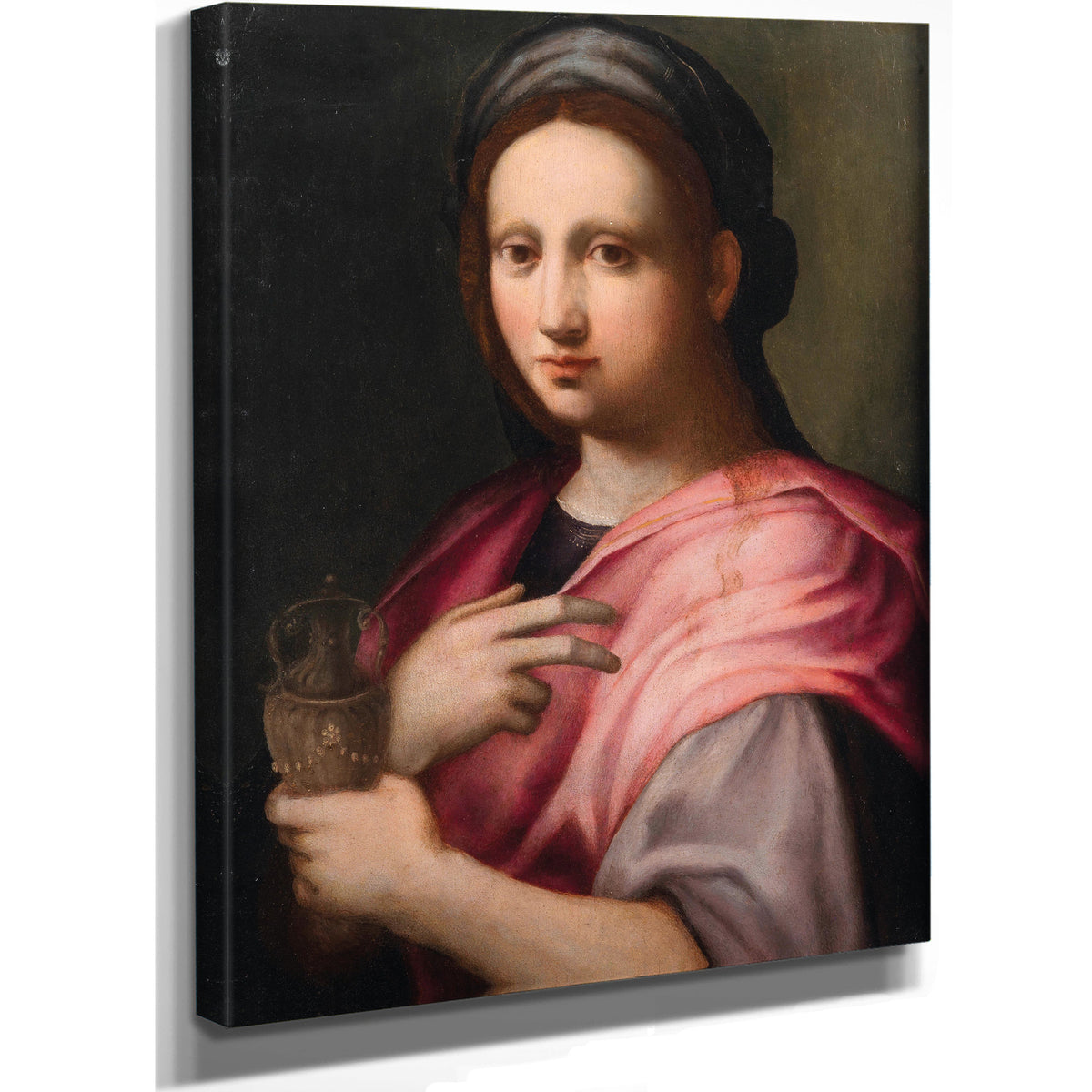 Saint Mary Magdalene Holding An Ointment Vessel By Domenico Puligo