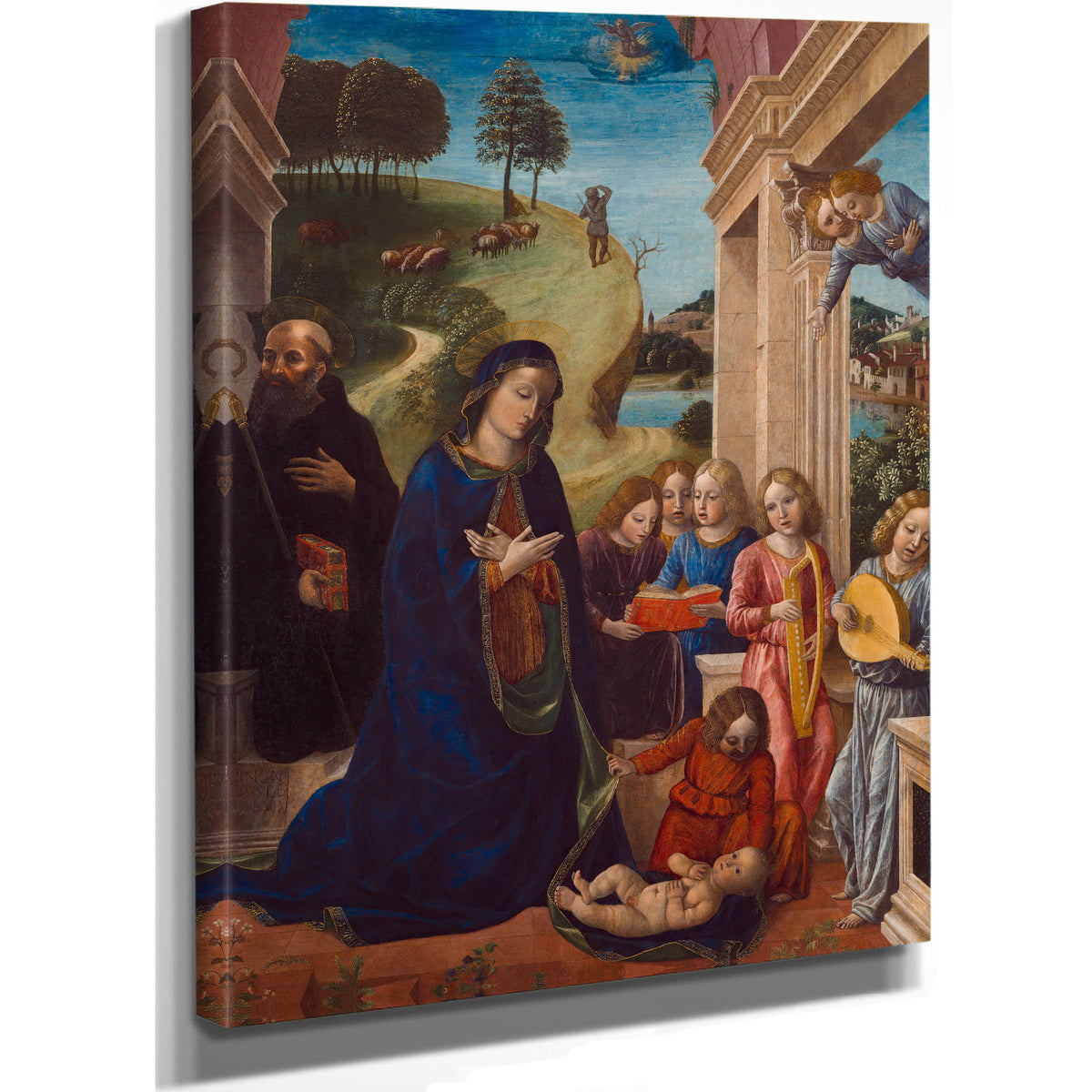 Adoration Of The Child With St Benedict And Angels By Vincenzo Foppa