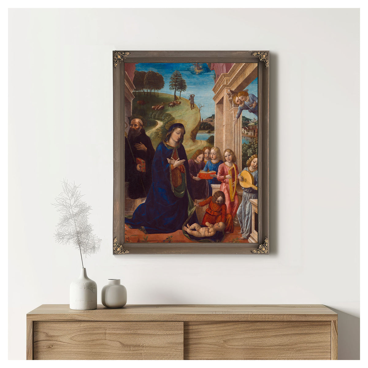 Adoration Of The Child With St Benedict And Angels By Vincenzo Foppa