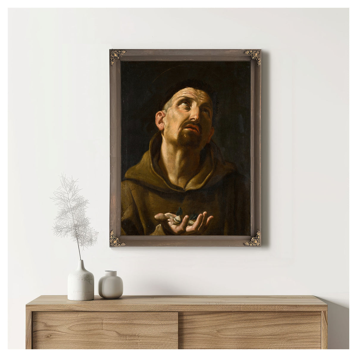 Saint Didacus Of Alcala Holding Rose Buds By Follower Of Guido Reni