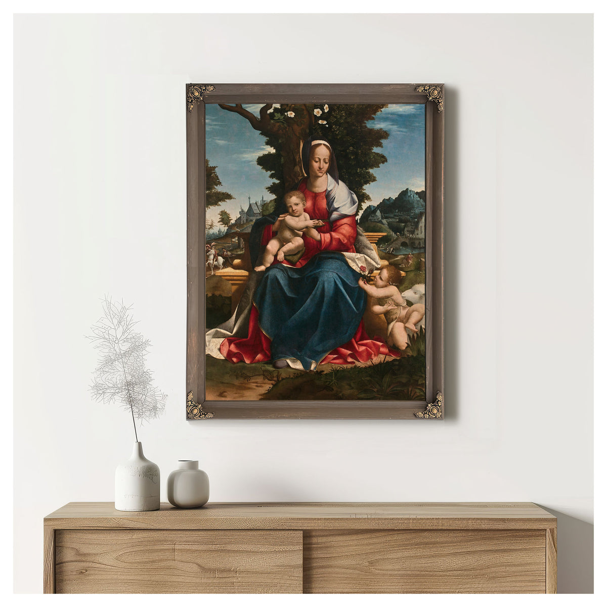 La Vierge A Lenfant Avec Saint Jean Baptiste Dans Un Paysage 2 By Girolamo Alibrandi