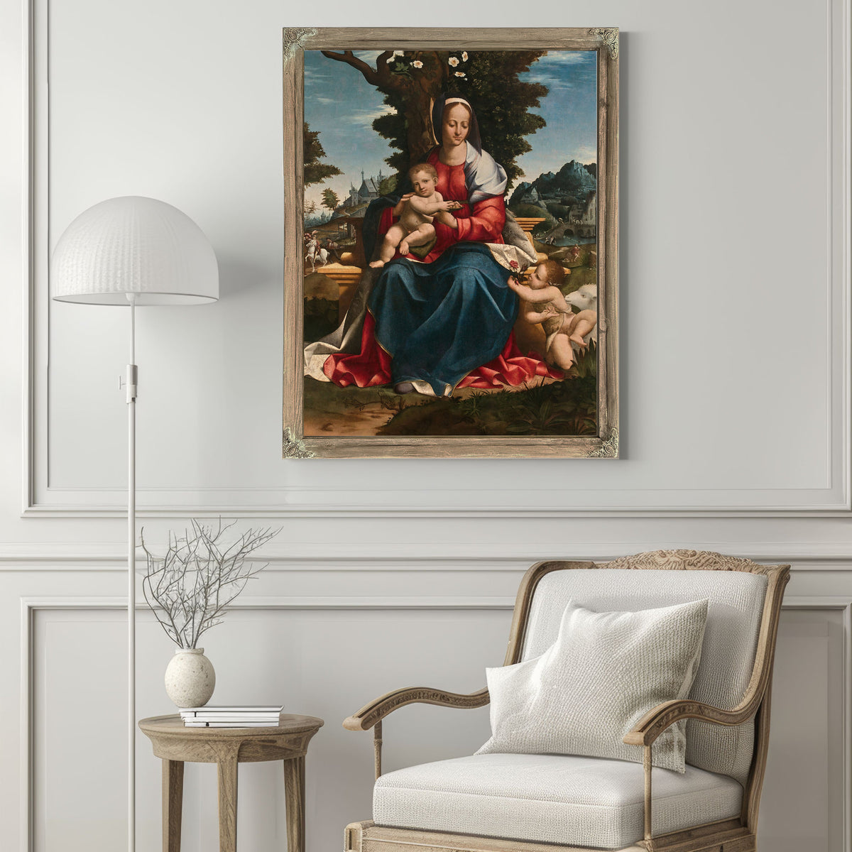 La Vierge A Lenfant Avec Saint Jean Baptiste Dans Un Paysage 2 By Girolamo Alibrandi