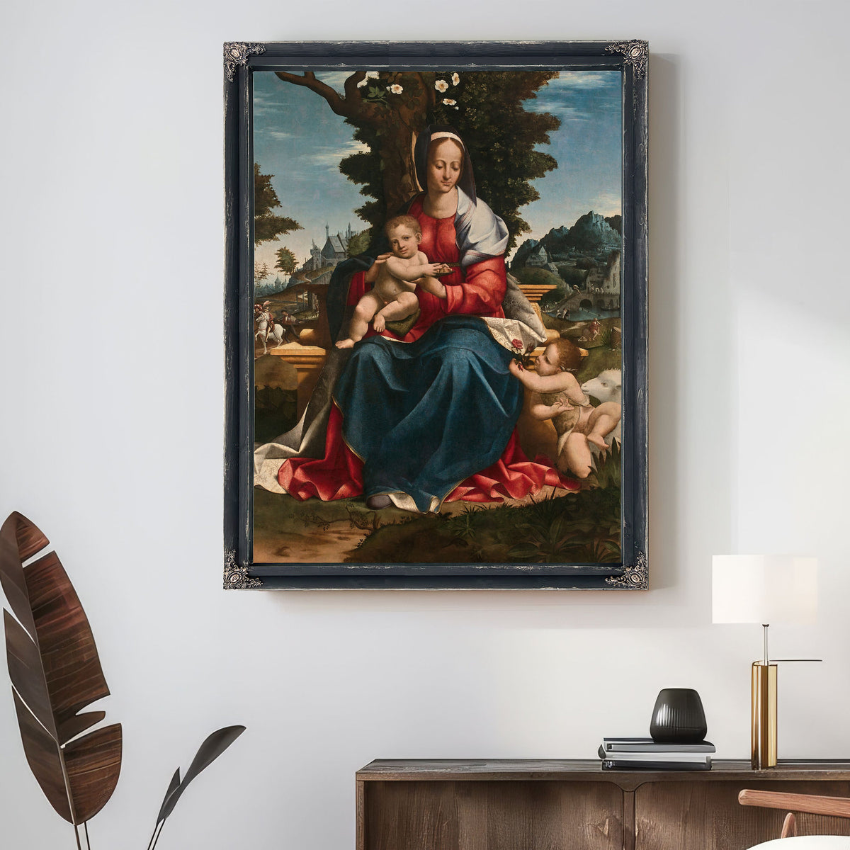 La Vierge A Lenfant Avec Saint Jean Baptiste Dans Un Paysage 2 By Girolamo Alibrandi
