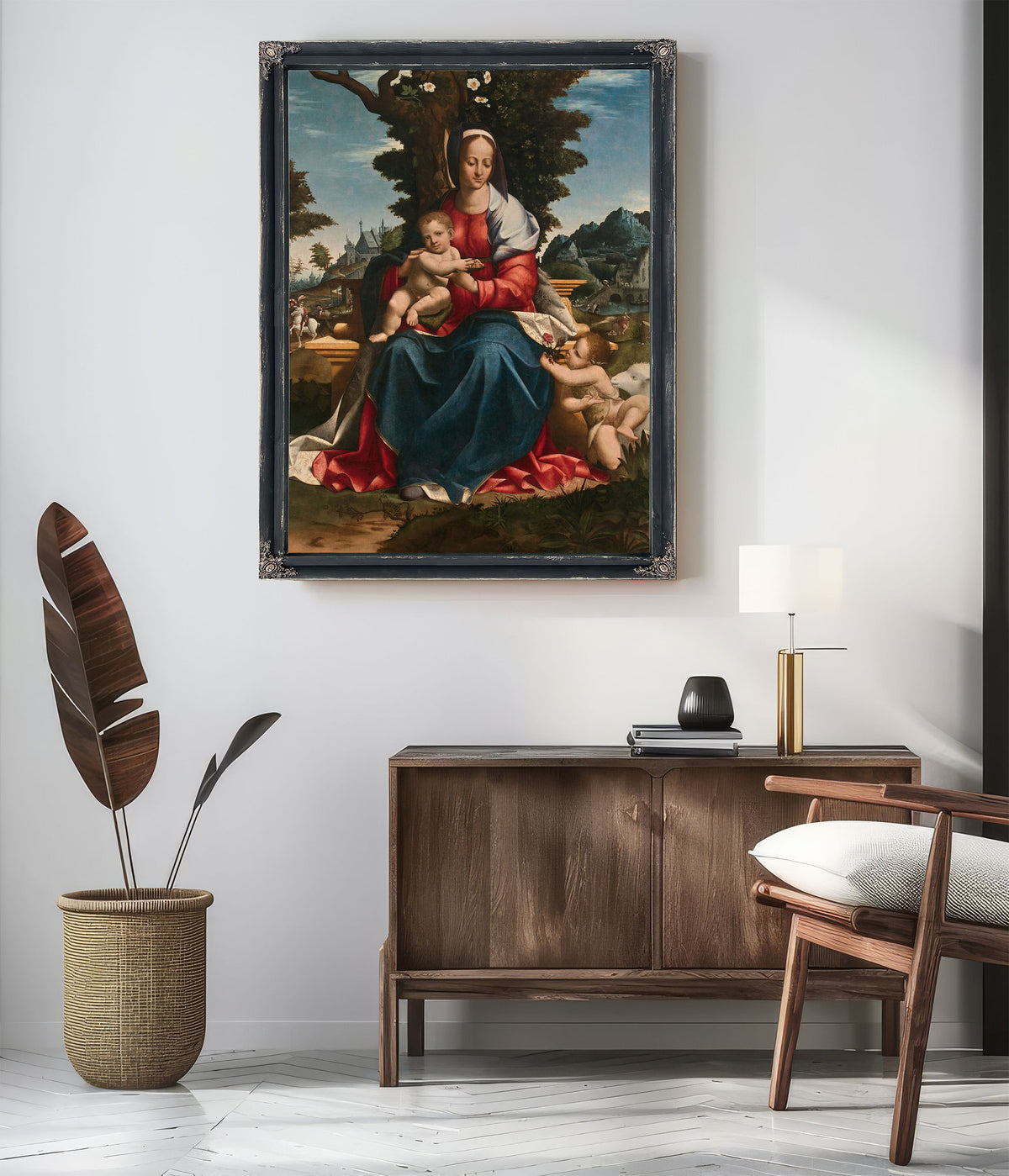 La Vierge A Lenfant Avec Saint Jean Baptiste Dans Un Paysage 2 By Girolamo Alibrandi