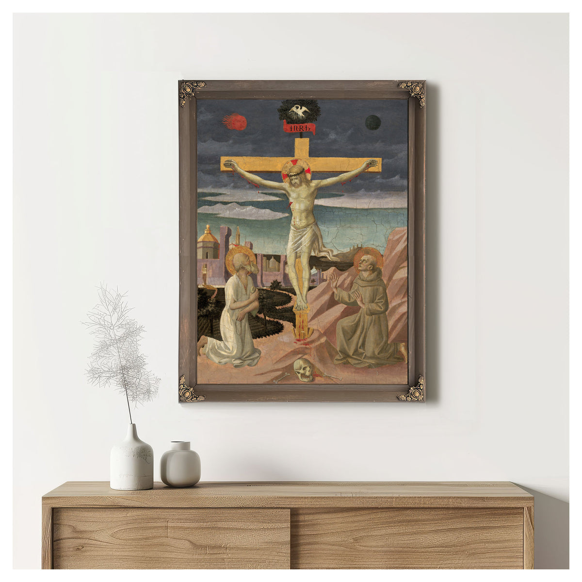 The Crucifixion With Saint Jerome And Saint Francis By Francesco Pesellino
