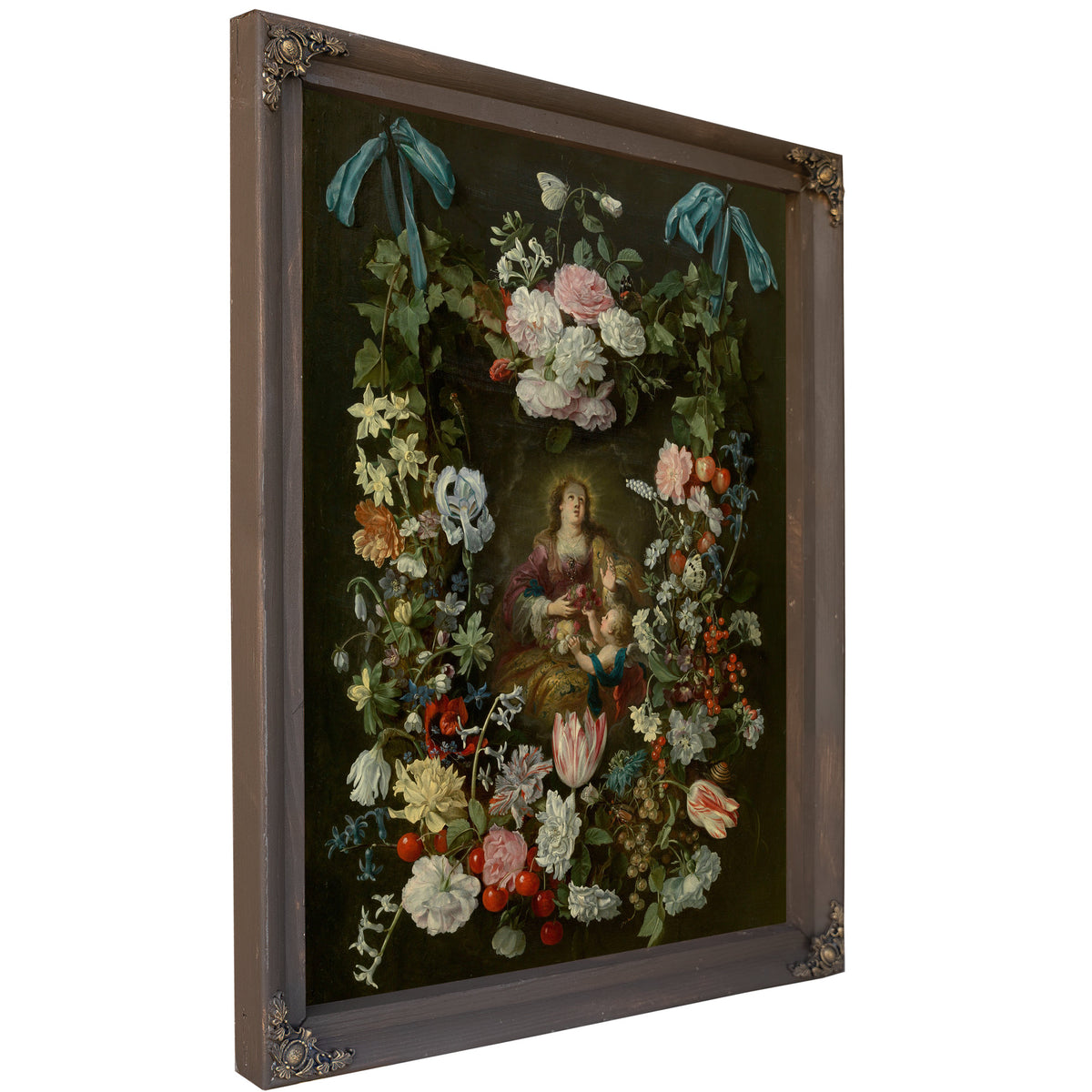 Saint Dorothea Surrounded By A Garland Of Flowers By Philips de Marlier
