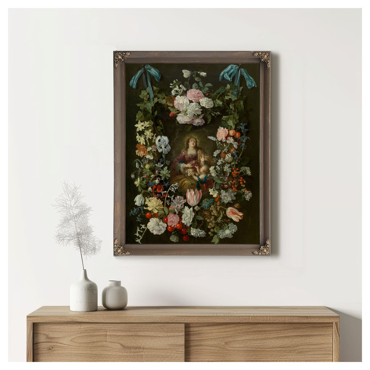 Saint Dorothea Surrounded By A Garland Of Flowers By Philips de Marlier