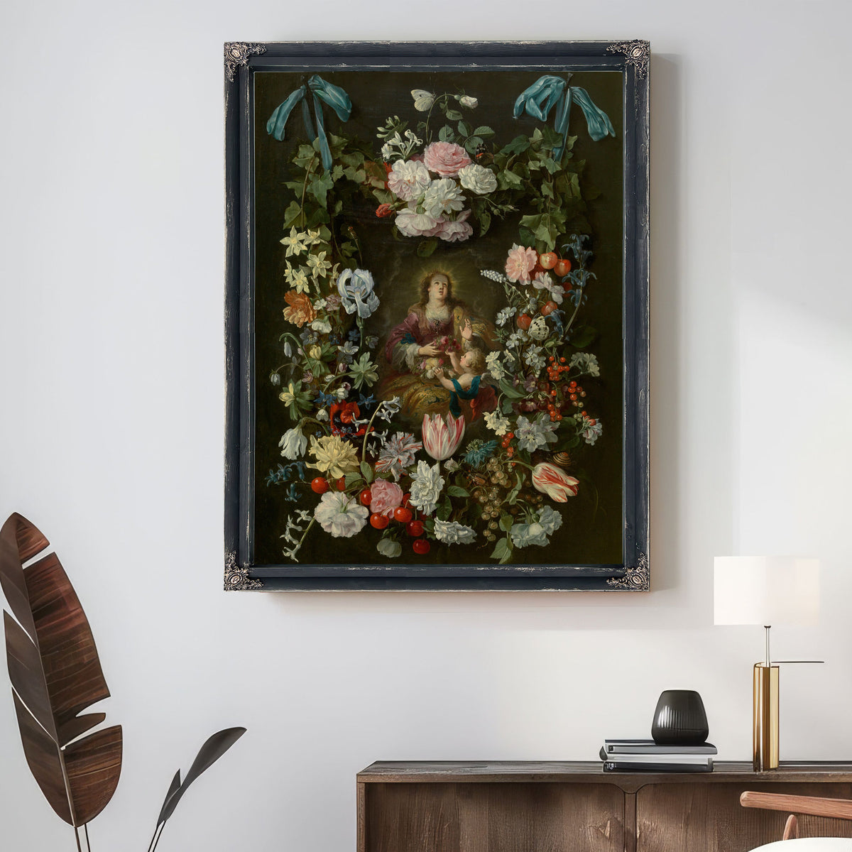 Saint Dorothea Surrounded By A Garland Of Flowers By Philips de Marlier