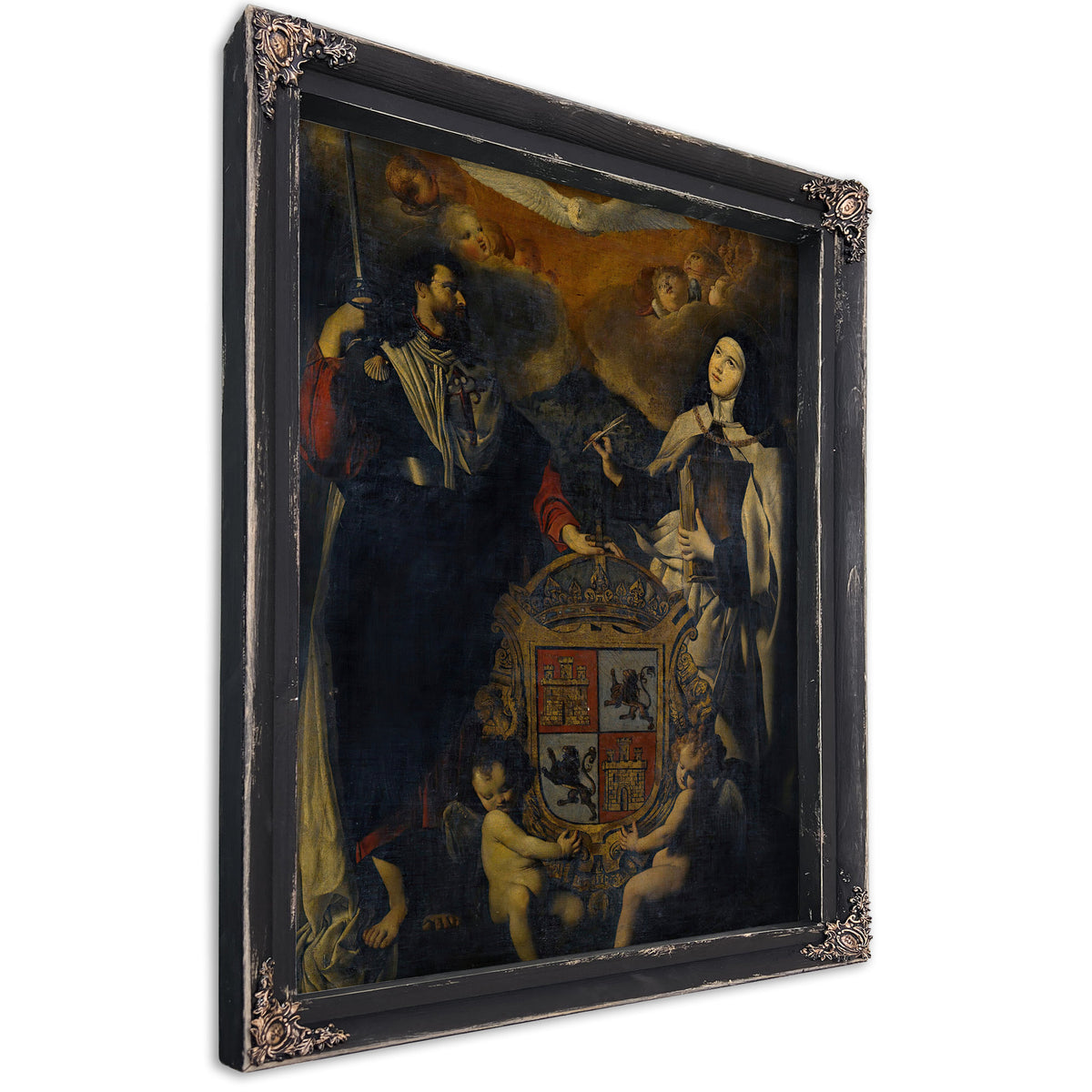 Saint James The Greater With Saint Teresa Of Avila The Coat Of Arms Of Castile A By School Of Madrid