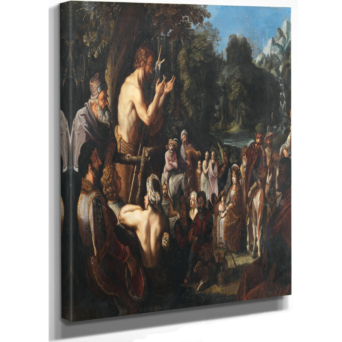 Saint John Preaching To The Multitude By Dutch School