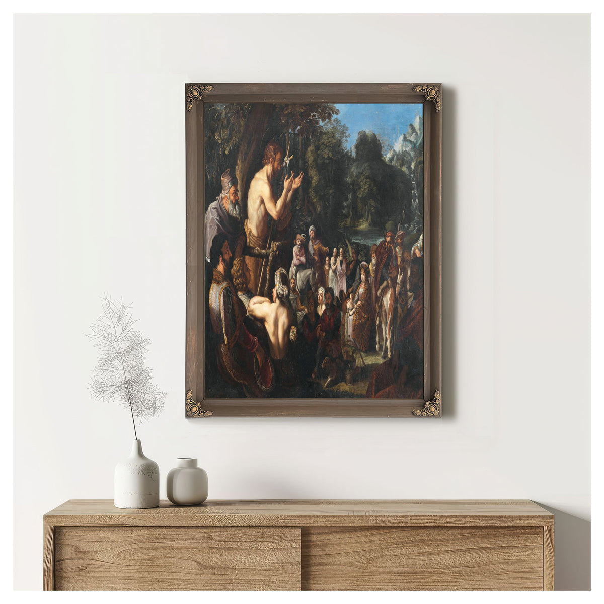 Saint John Preaching To The Multitude By Dutch School