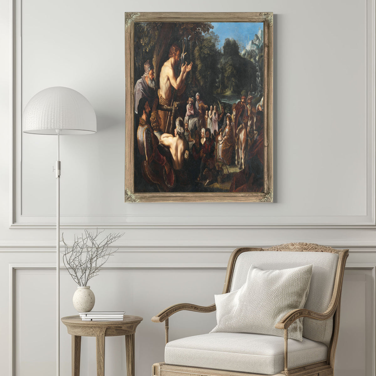 Saint John Preaching To The Multitude By Dutch School