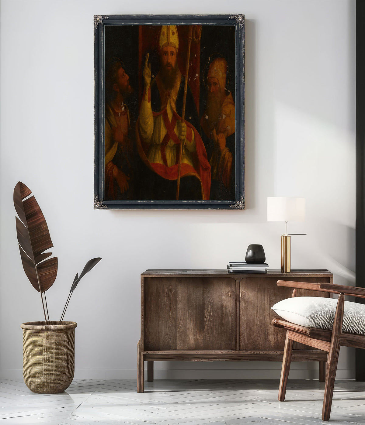 Saint Augustine Enthroned With Saint Anthony Abbot And Another Saint By Andrea Previtali