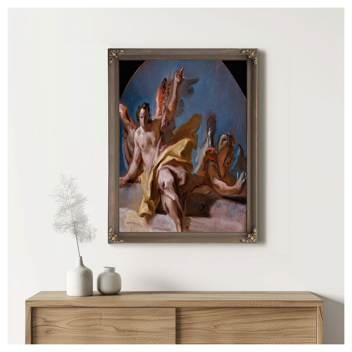 A Study For Two Angels On A Balustrade By Carlo Carlone
