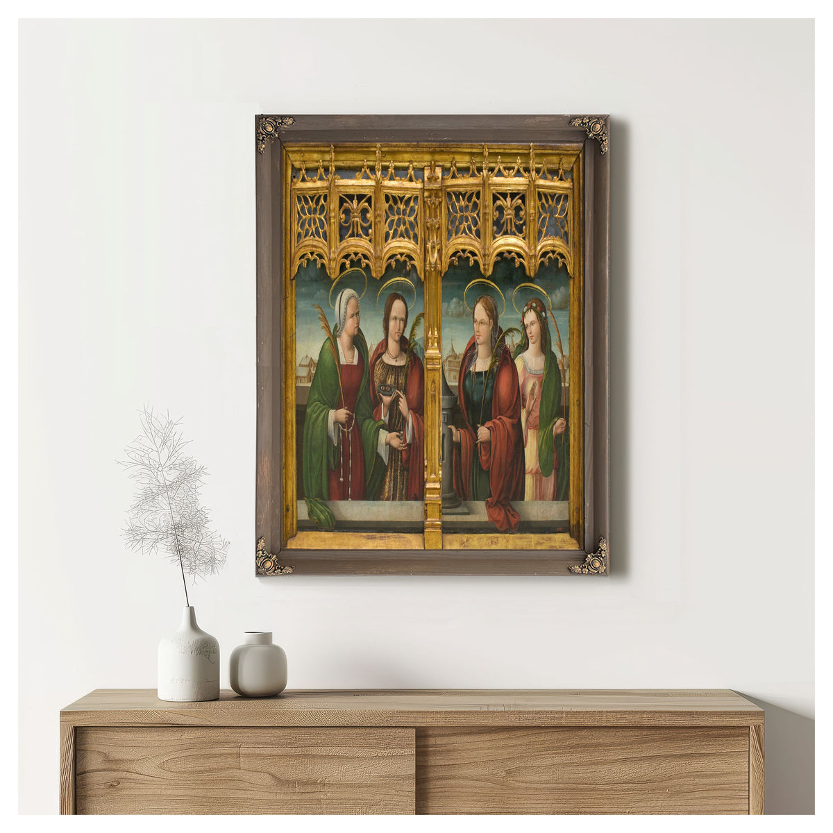 Saints Apollonia Lucy And Barbara And Another Holy Martyr By Andrés de Melgar