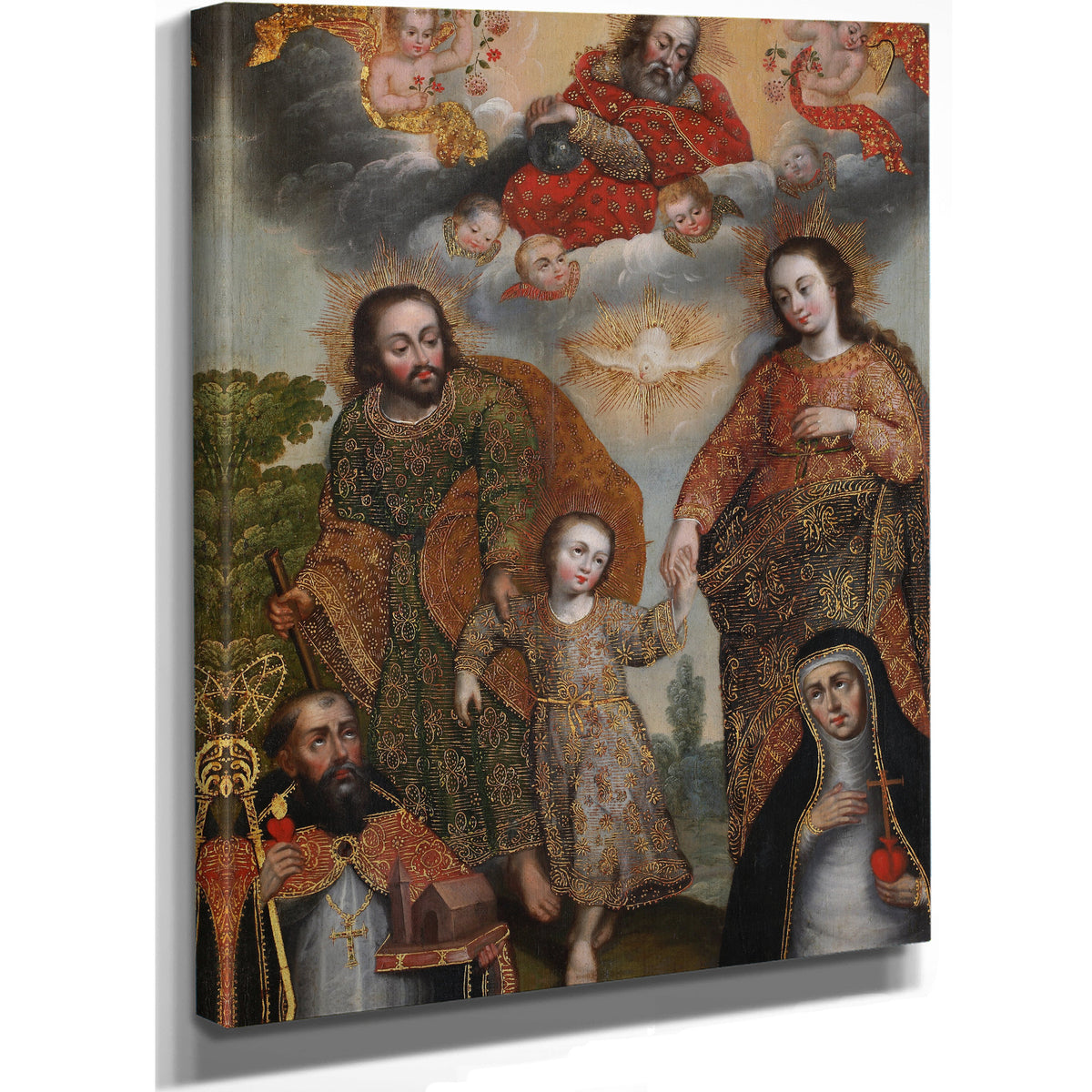Double Trinity With Saint Augustine And Saint Catherine Of Siena By Cusco School