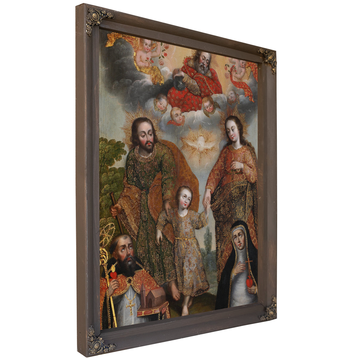 Double Trinity With Saint Augustine And Saint Catherine Of Siena By Cusco School