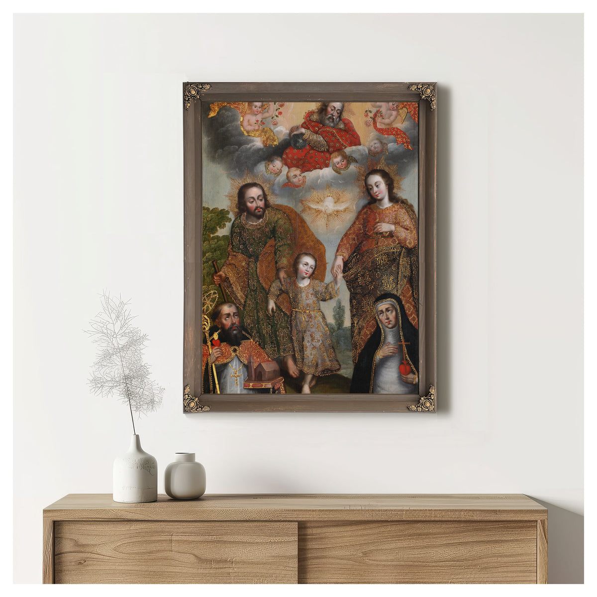 Double Trinity With Saint Augustine And Saint Catherine Of Siena By Cusco School