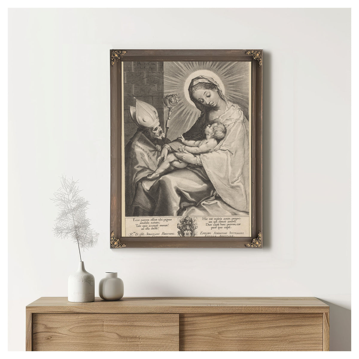 Mary And Child Adored By A Bishop By Lucas Kilian