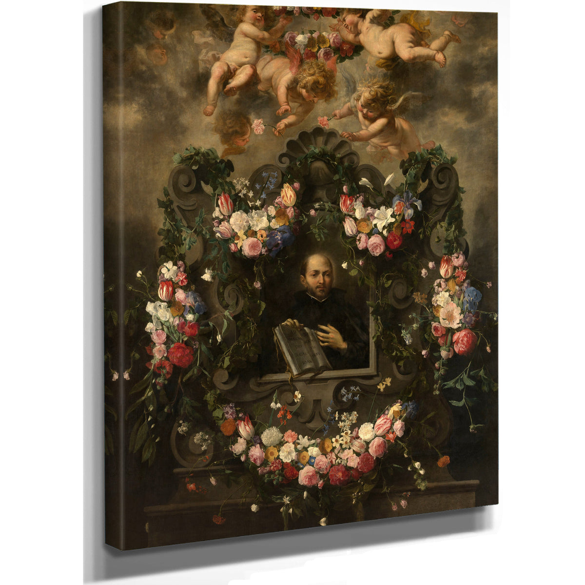 Saint Ignatius Surrounded By A Garland Of Flowers By Jan van Balen
