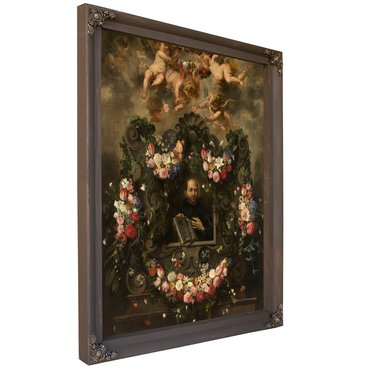 Saint Ignatius Surrounded By A Garland Of Flowers By Jan van Balen