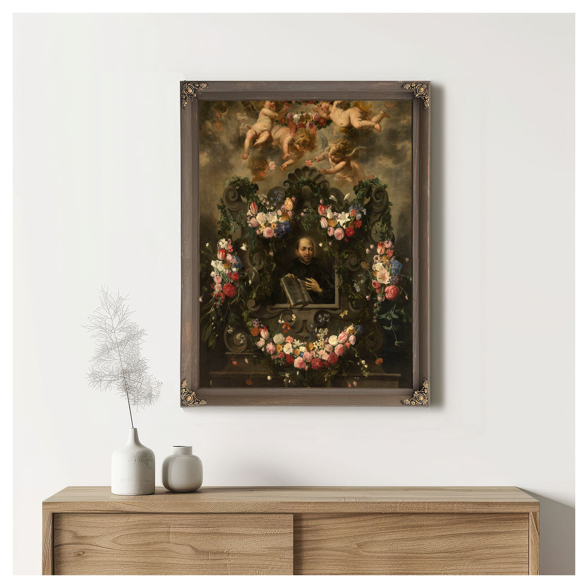 Saint Ignatius Surrounded By A Garland Of Flowers By Jan van Balen