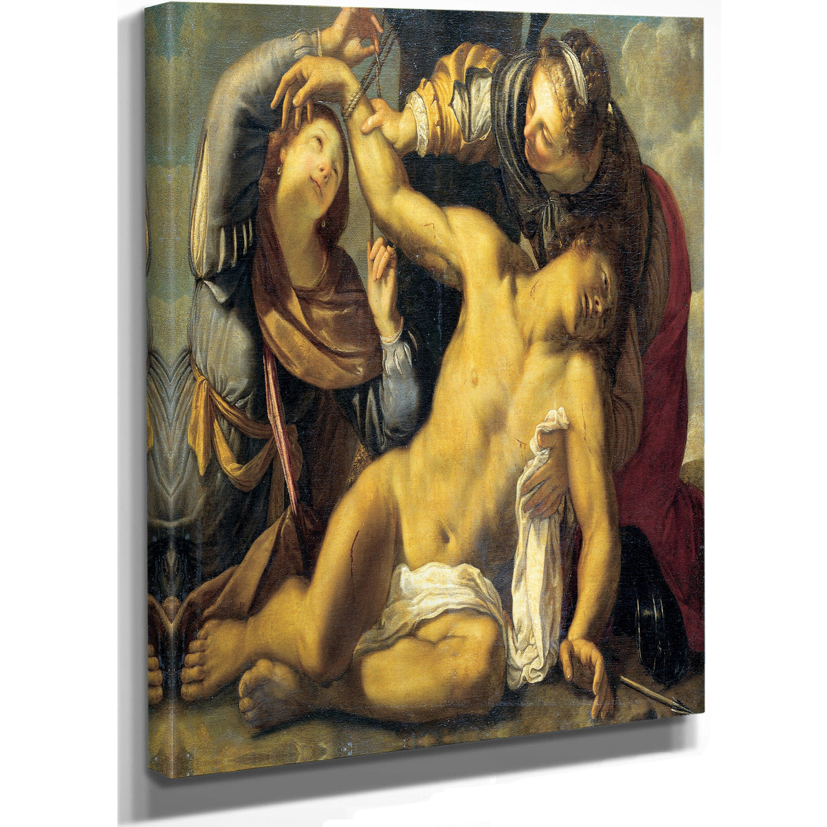 Saint Sebastian Being Cured By Saint Irene And A Servant By Carracci School
