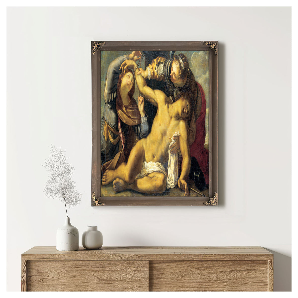 Saint Sebastian Being Cured By Saint Irene And A Servant By Carracci School