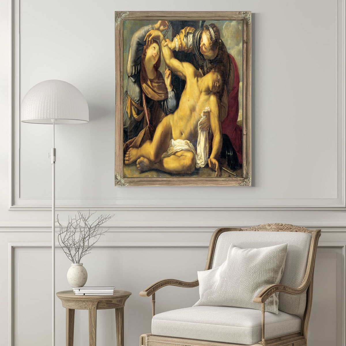 Saint Sebastian Being Cured By Saint Irene And A Servant By Carracci School