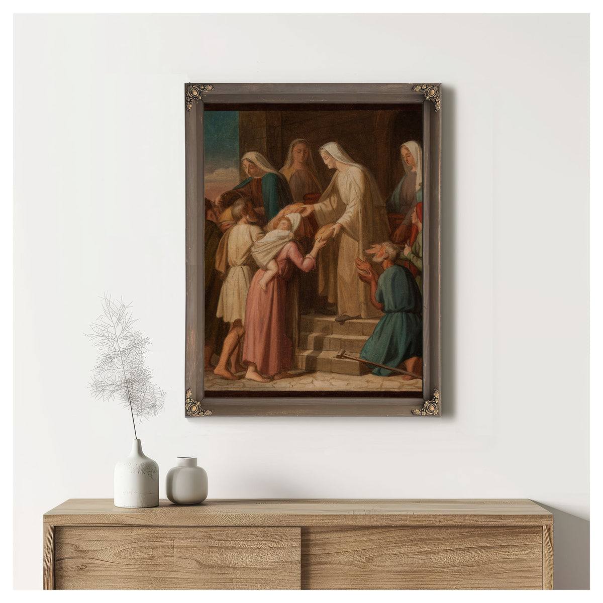 Sainte Genevieve Distribuant Le Pain Aux Pauvres By Pierre-Auguste Pichon