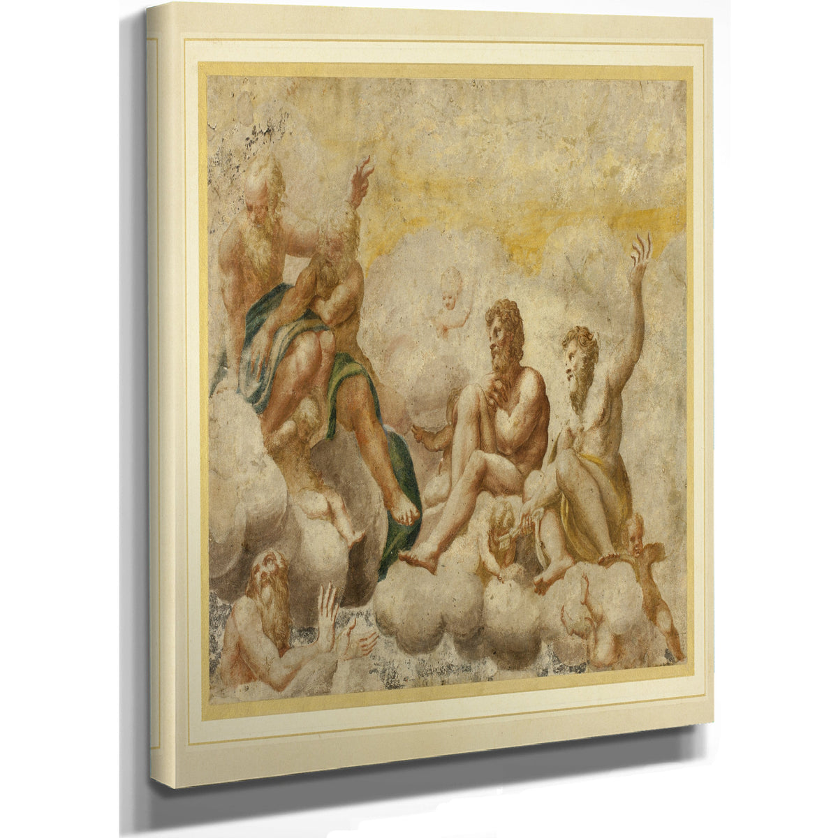 Saint Peter And Other Seated Apostles With Saint John The Evangelist Below By After Correggio