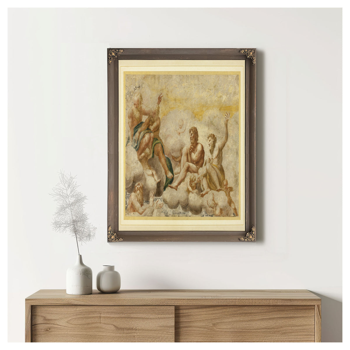 Saint Peter And Other Seated Apostles With Saint John The Evangelist Below By After Correggio