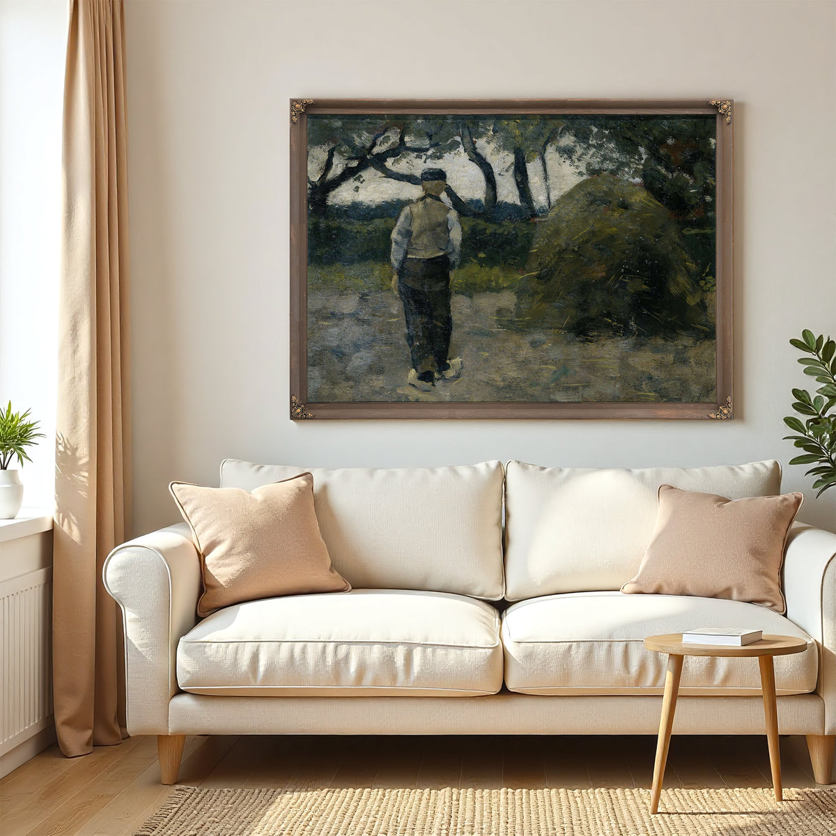 A Farmer Standing Near A Hay Stack by Richard Nicolaus Roland Holst