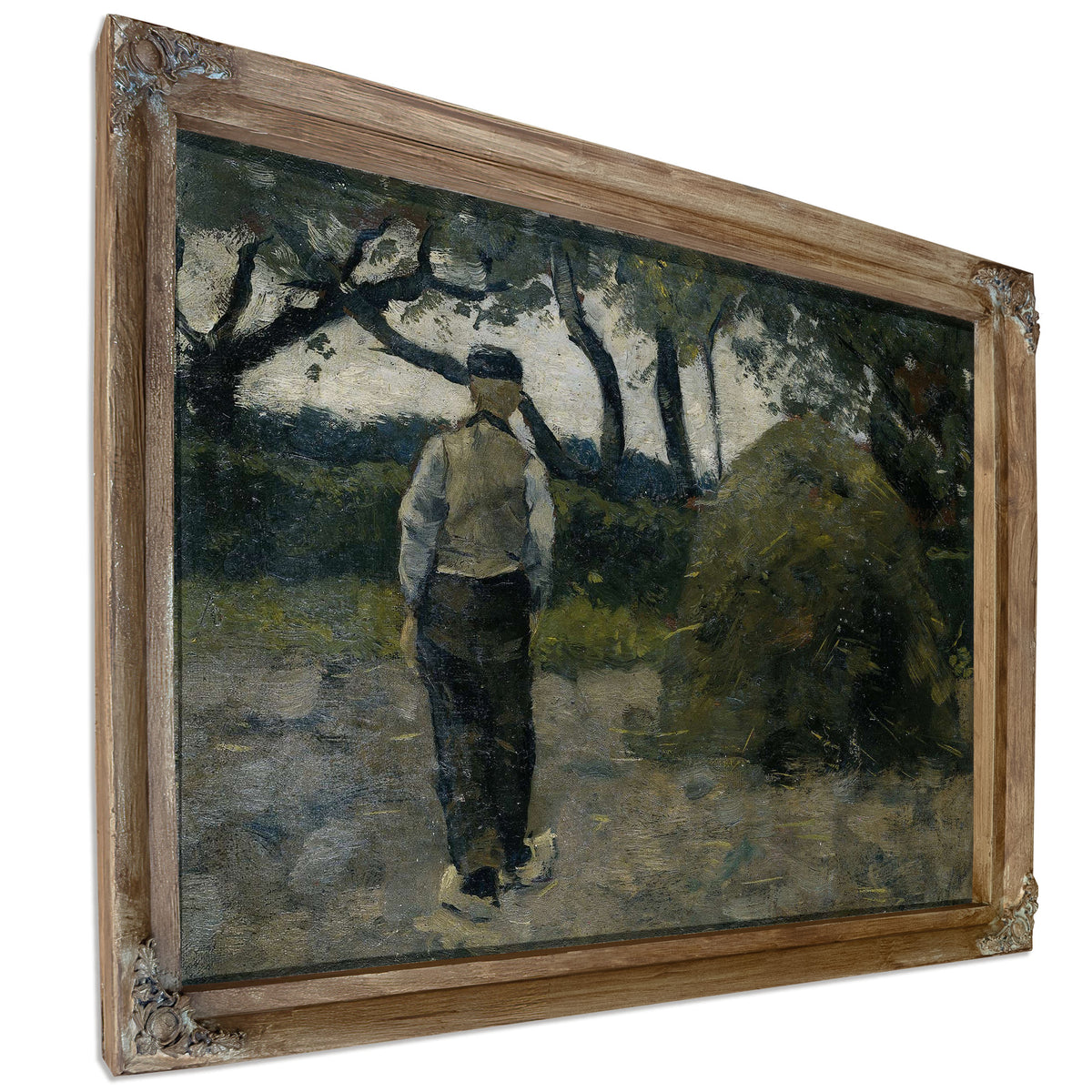 A Farmer Standing Near A Hay Stack by Richard Nicolaus Roland Holst