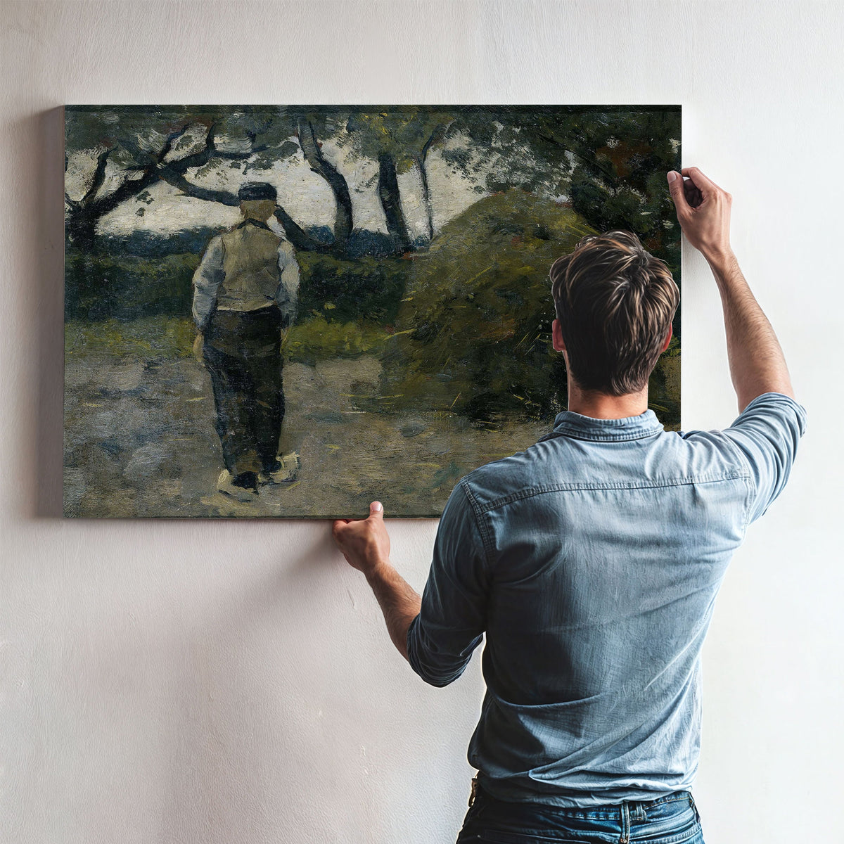 A Farmer Standing Near A Hay Stack by Richard Nicolaus Roland Holst