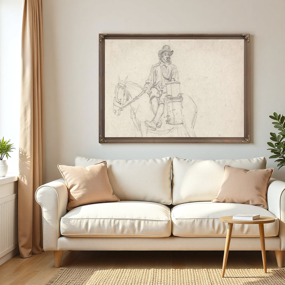 A Farmhand Riding Side Saddle Carrying An Urn by James Ward