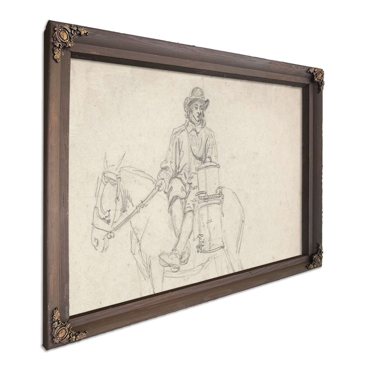 A Farmhand Riding Side Saddle Carrying An Urn by James Ward