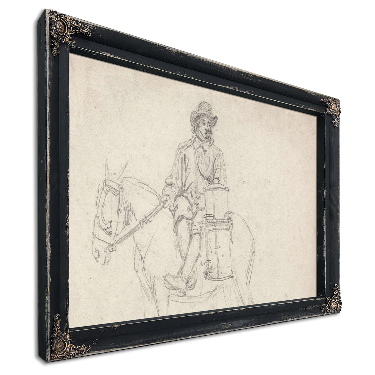 A Farmhand Riding Side Saddle Carrying An Urn by James Ward