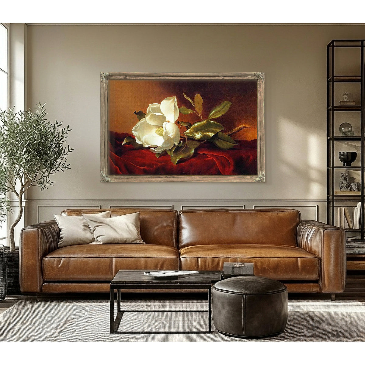 A Magnolia On Red Velvet By Martin Johnson Heade