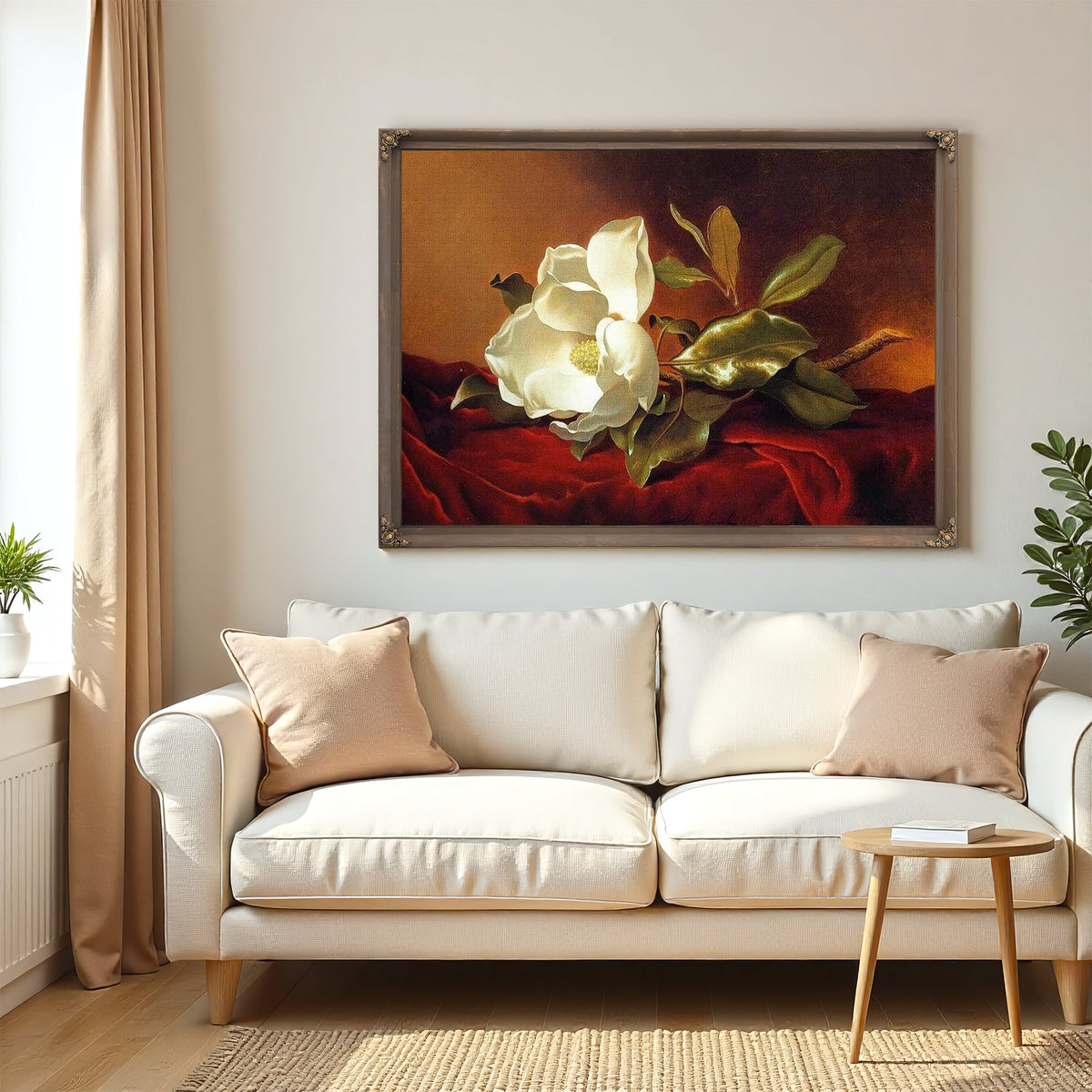 A Magnolia On Red Velvet By Martin Johnson Heade