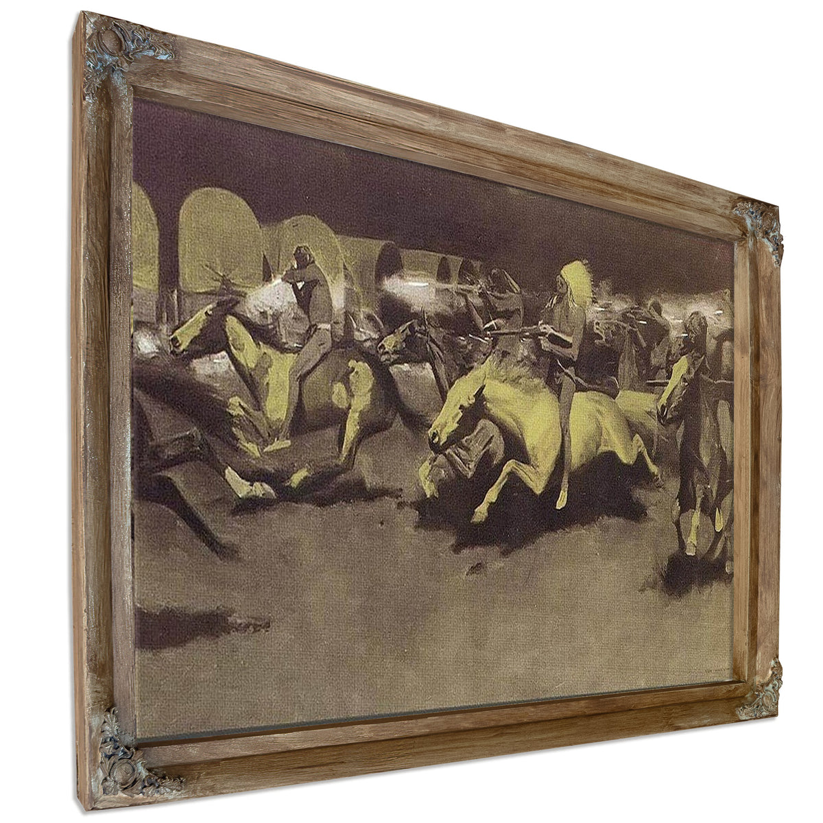 A Night Attack On A Gevernment Wagon Train By Frederic Remington