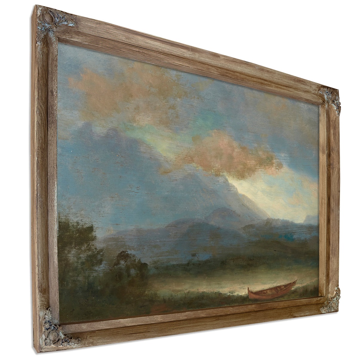 Indian Canoe Lakeside By Albert Bierstadt