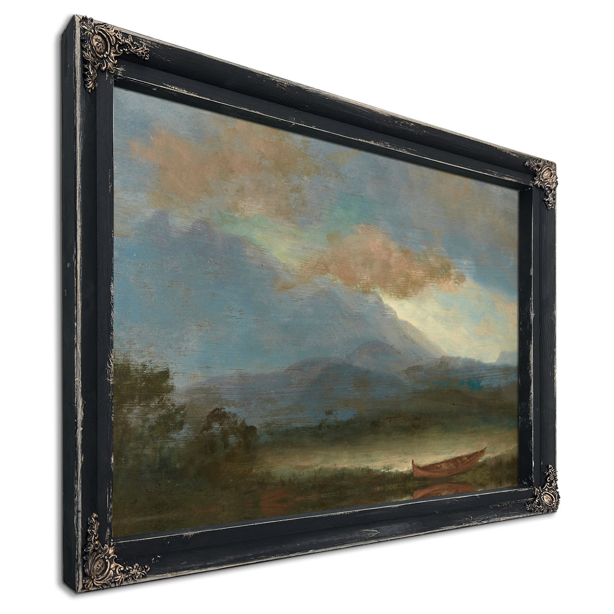 Indian Canoe Lakeside By Albert Bierstadt