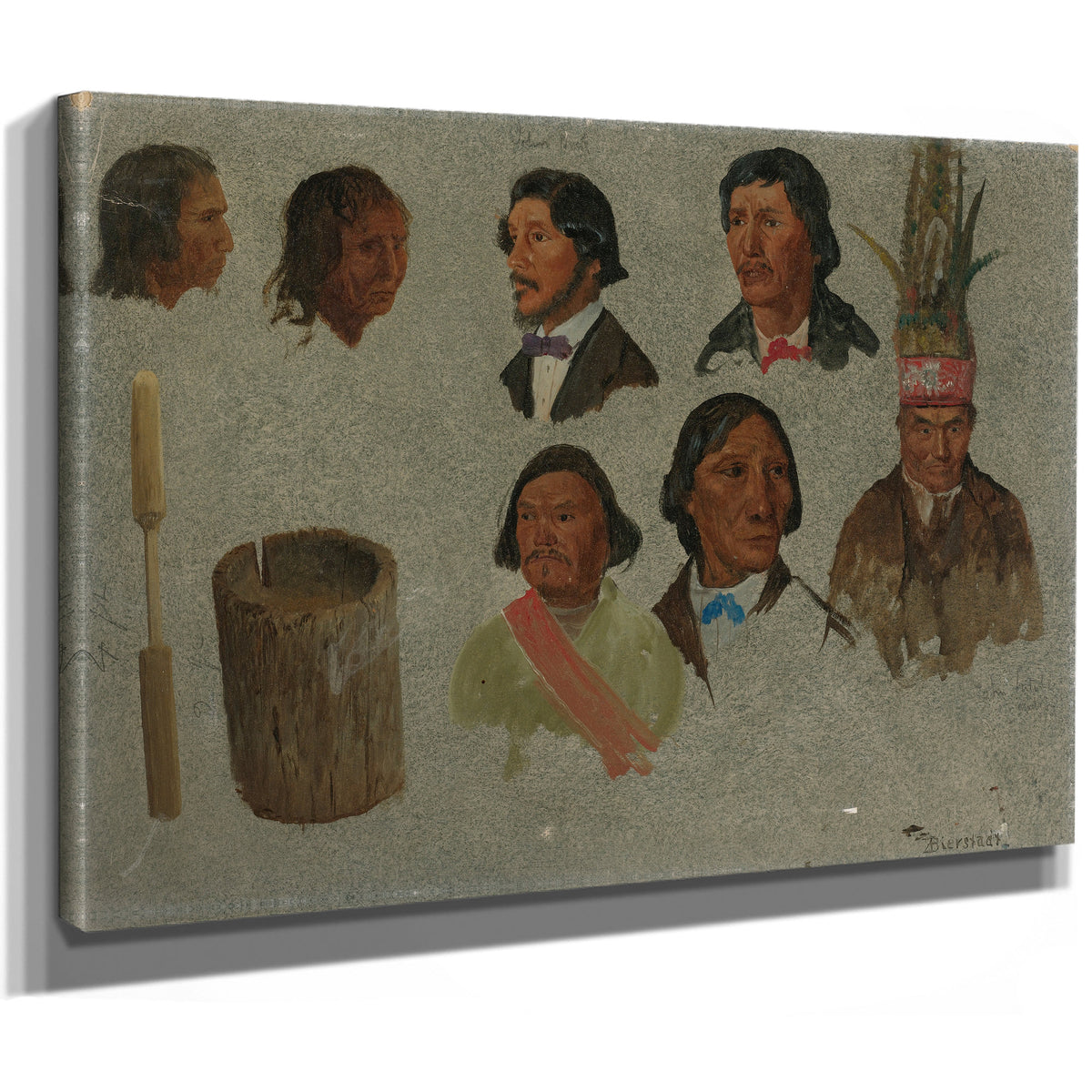 Seven Indian Portraits One Primitive By Albert Bierstadt