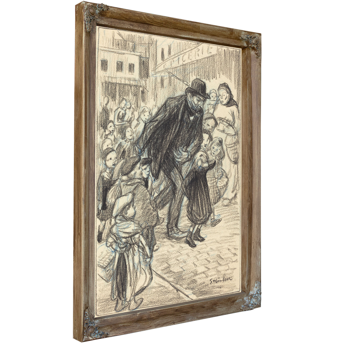 A Man a City Street Surrounded By Alexandre Steinlen