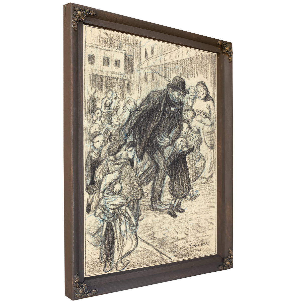 A Man a City Street Surrounded By Alexandre Steinlen
