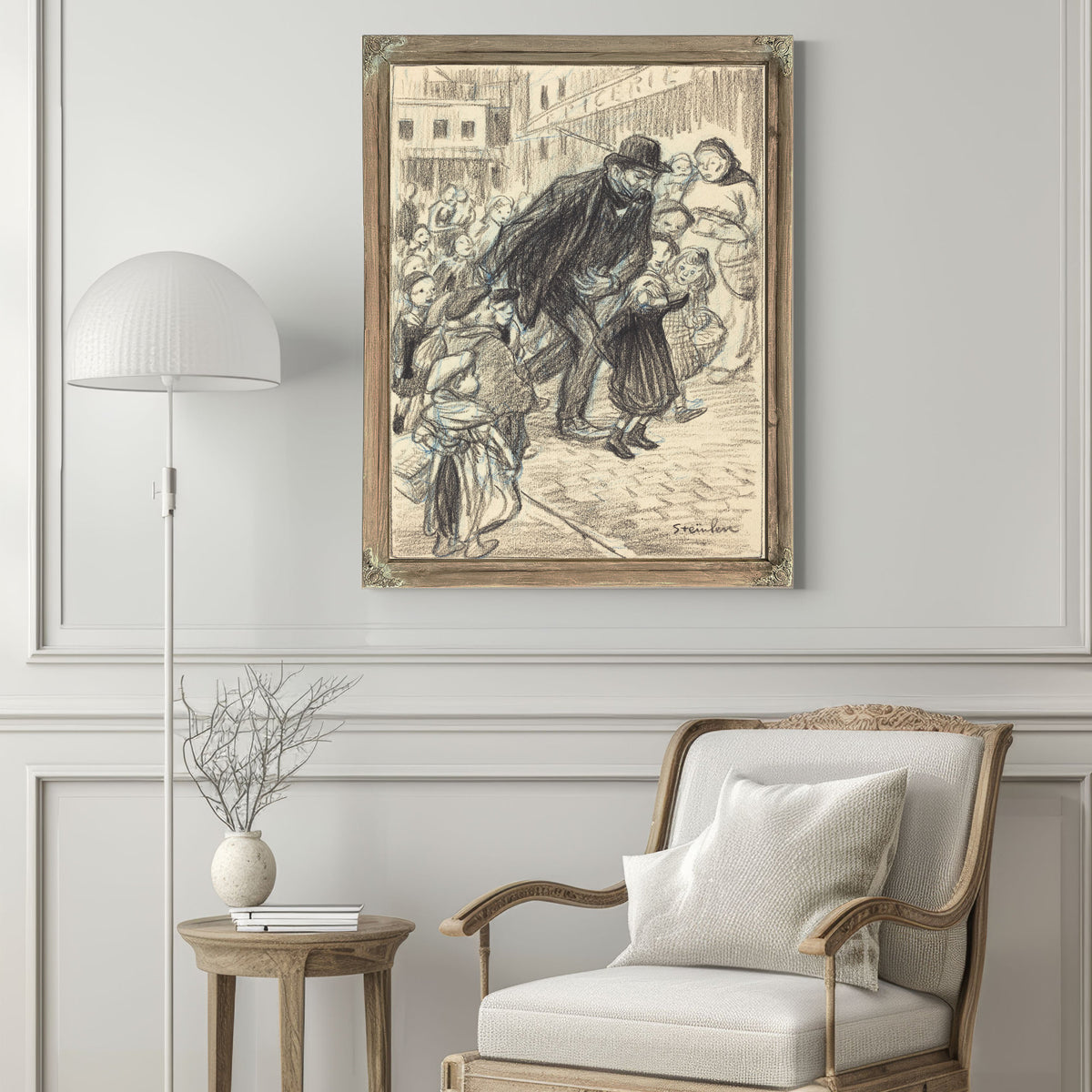 A Man a City Street Surrounded By Alexandre Steinlen
