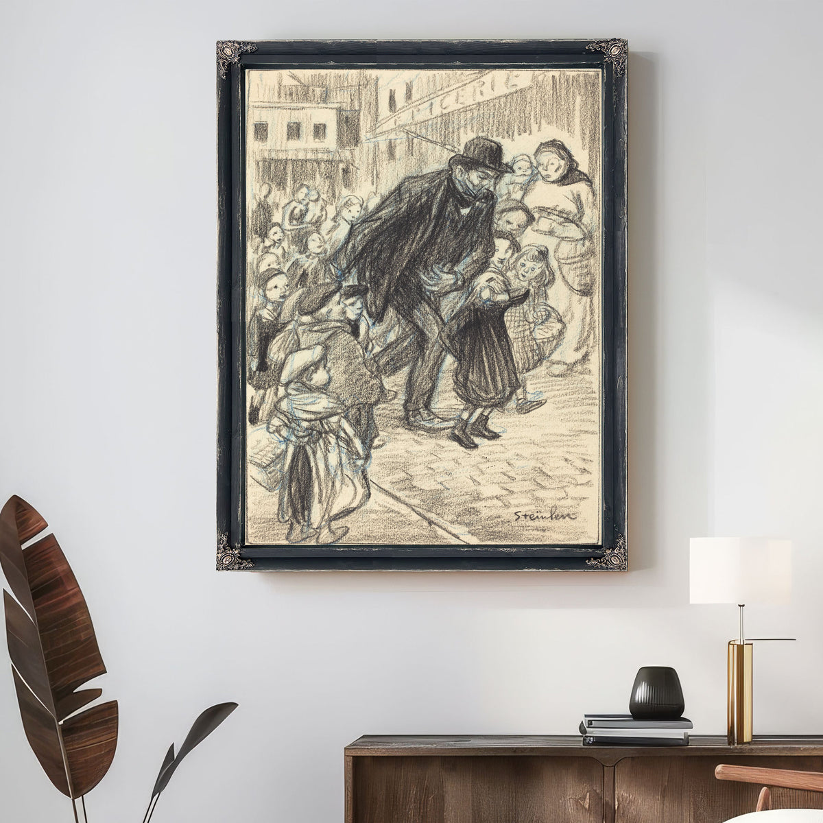 A Man a City Street Surrounded By Alexandre Steinlen